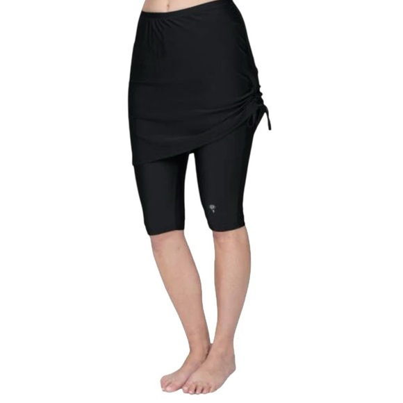 HydroChic Other - HydroChic Ruched Runner Swim Skirt 2X Black Skirted Leggings Modest UPF Beach
